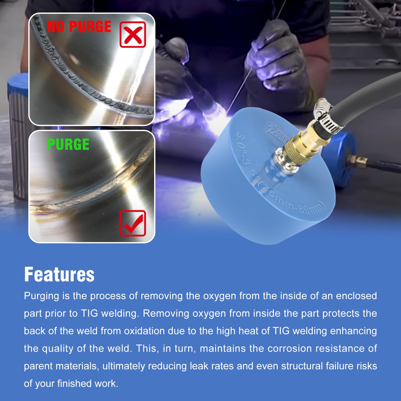 3mirrors 5 m hose accessory supports steady gas flow during TIG back purging