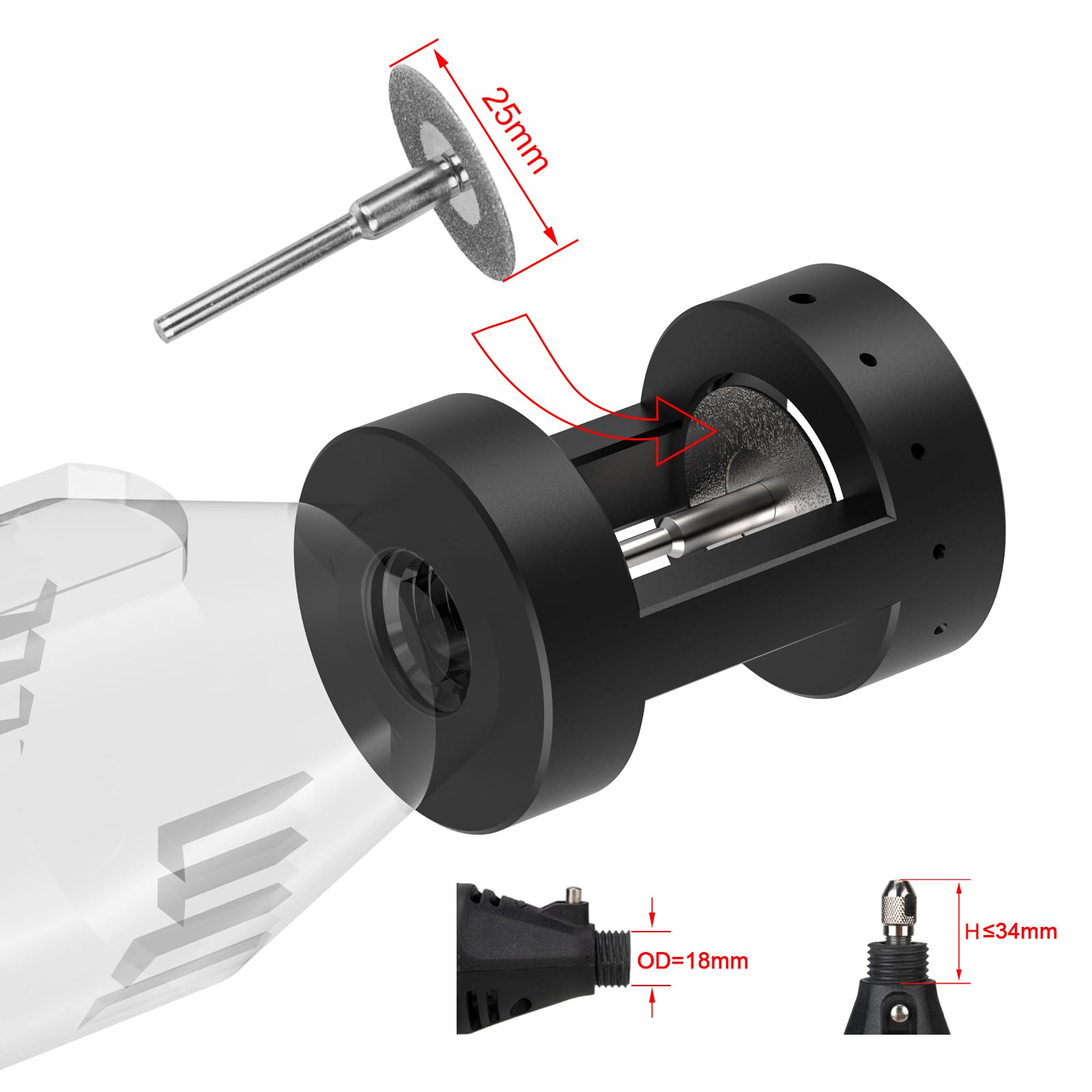 3mirrors lightweight 87 gram grinder head for easy handling