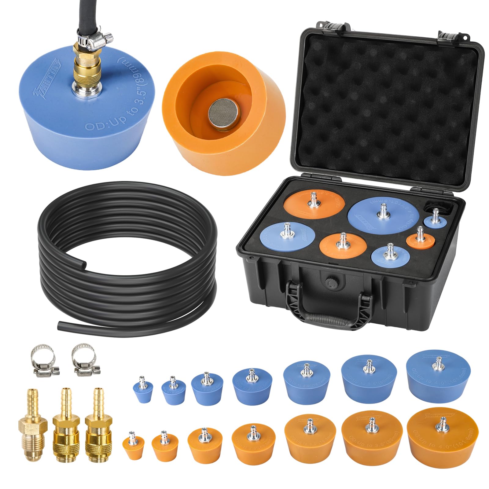 3mirrors silicone purge plug kit in case for easy storage and on-site back purging