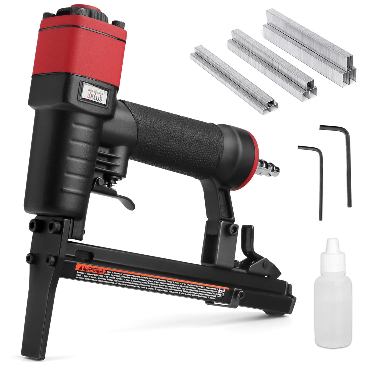 3PLUS H7116LSP-KT long-nose stapler for precise upholstery fastening.