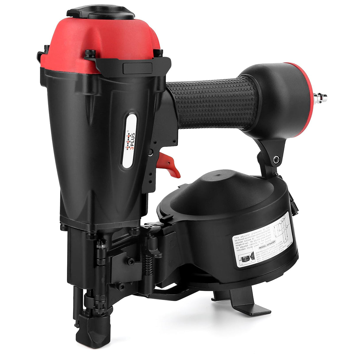 3PLUS HCN45SP nailer on roof showing stable placement for safe roofing work