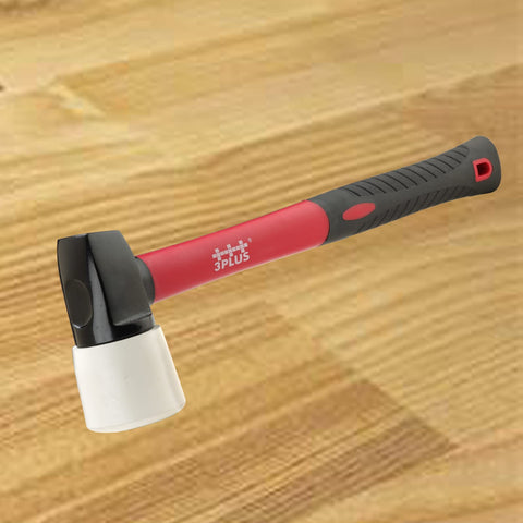 3PLUS HFSNSP-FM mallet in use with flooring nailer on planks