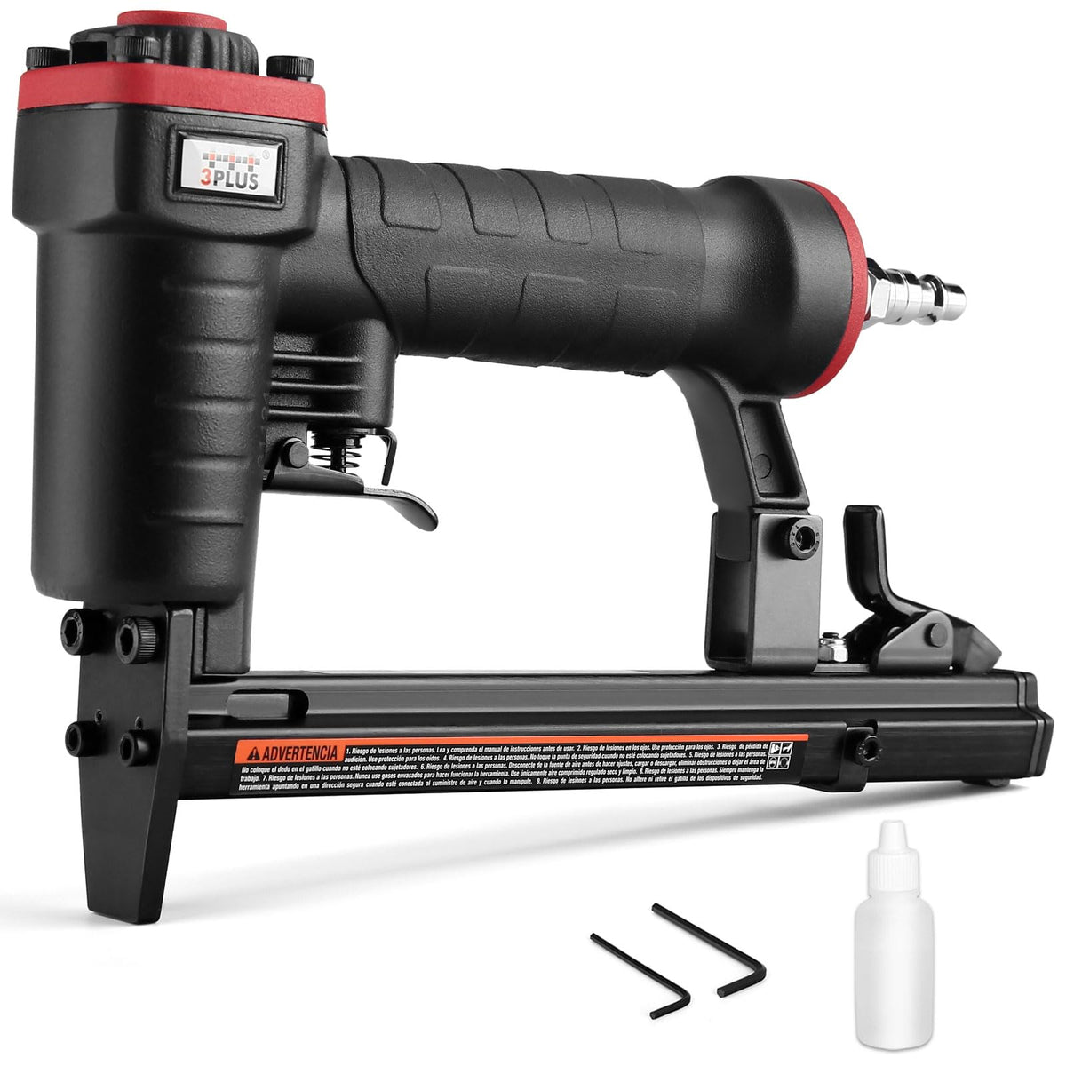 3PLUS HT5014SP stapler front view for precise upholstery work.
