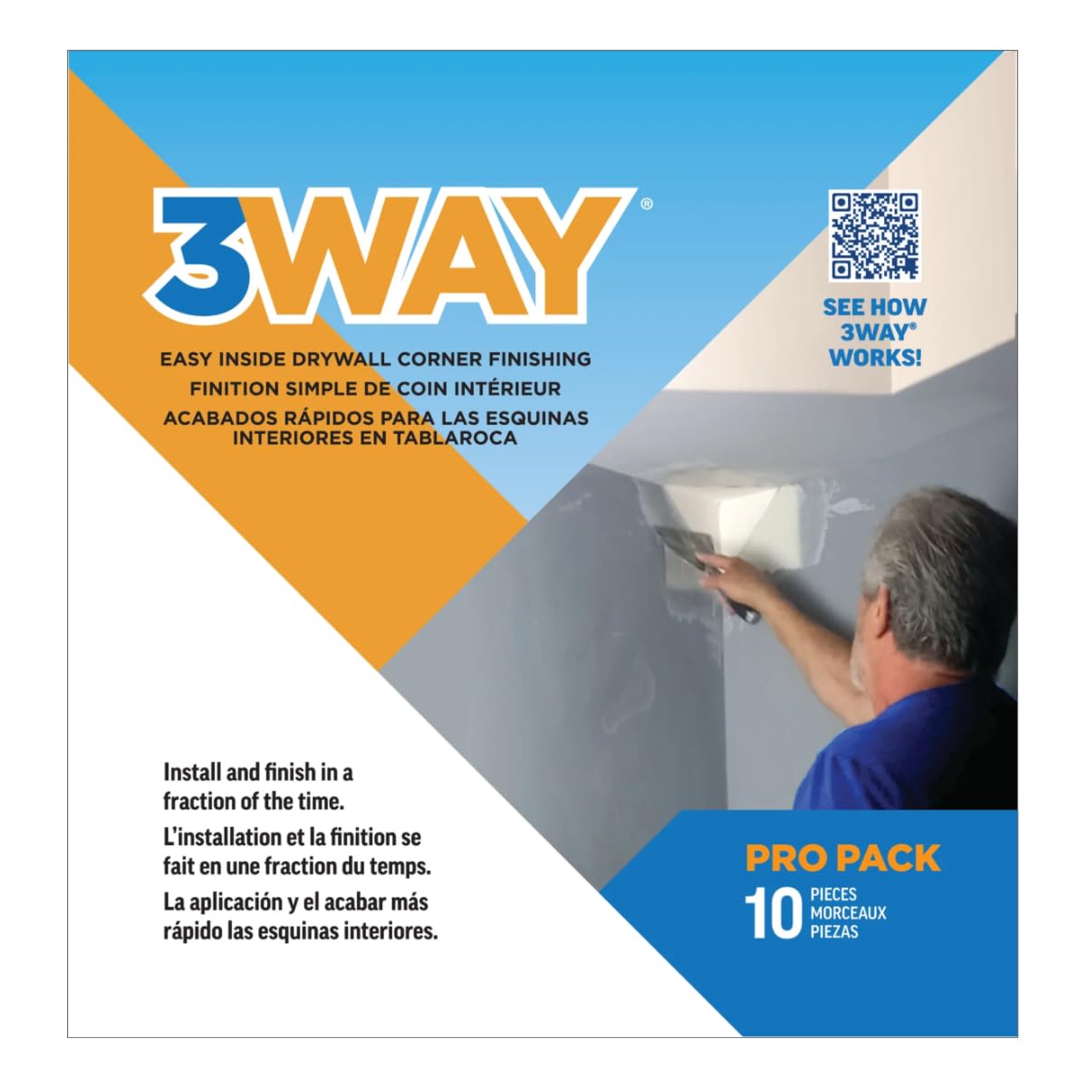 3Way inside corner drywall 10pack boxed kit for fast corner finishing