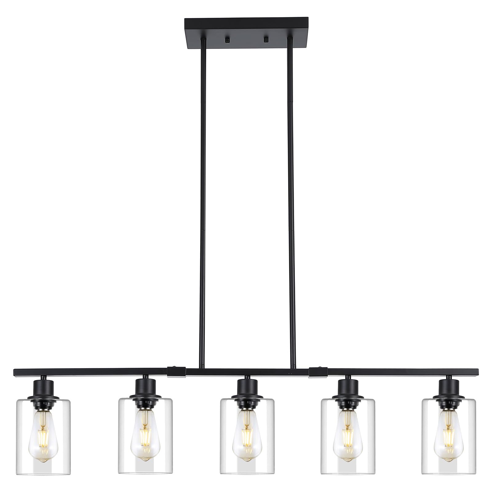 3WWWUEE 39-4-inch island light with clear glass pendants brightens spacious kitchen counters.