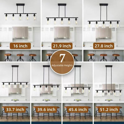 3WWWUEE clear glass shades provide bright, welcoming ambience.
