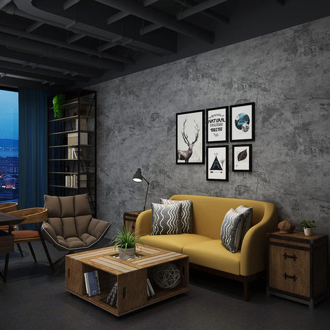 3yecao blue-grey concrete texture on walls creates matte, realistic cement vibe.