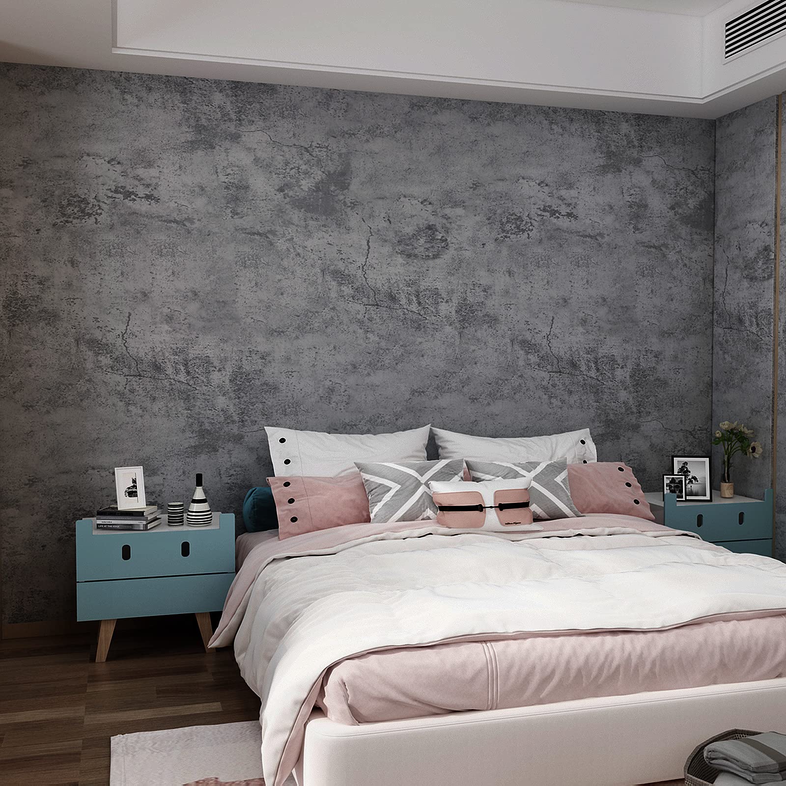 3yecao cracked-concrete blue-grey wall for a durable waterproof accent.