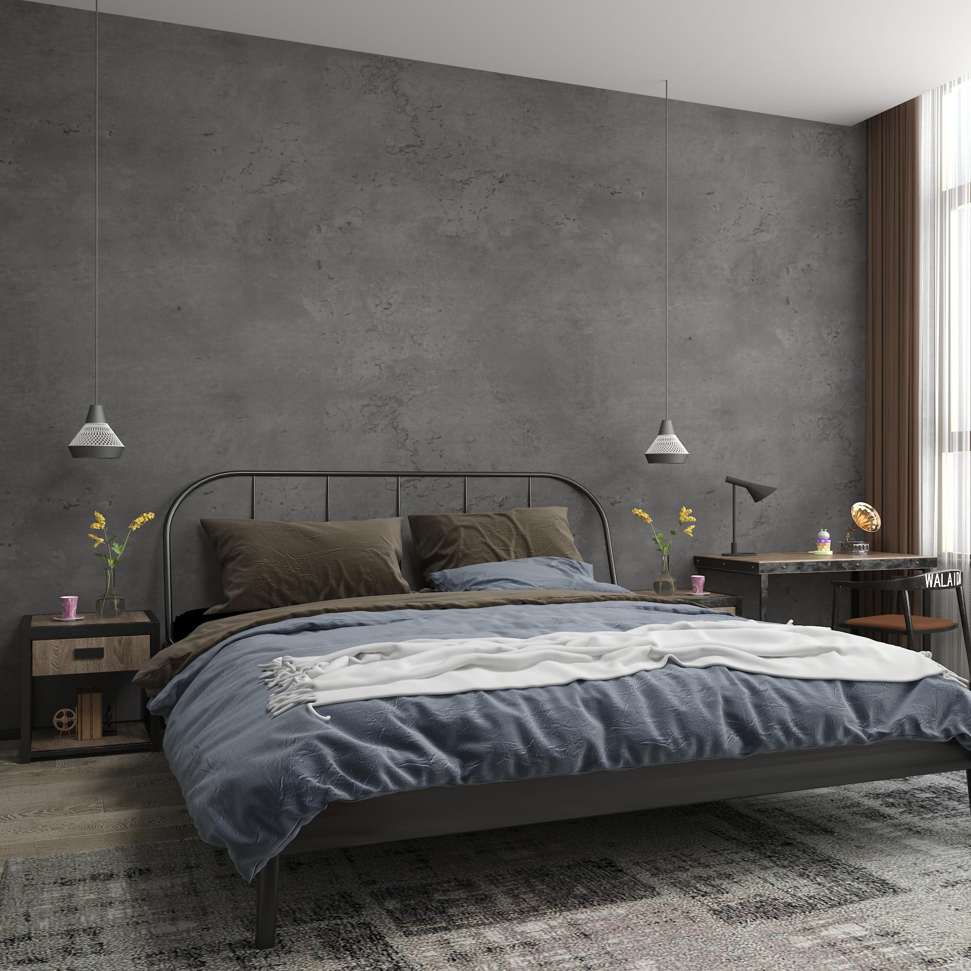 3yecao kitchen island and cabinet accent made with concrete wallpaper