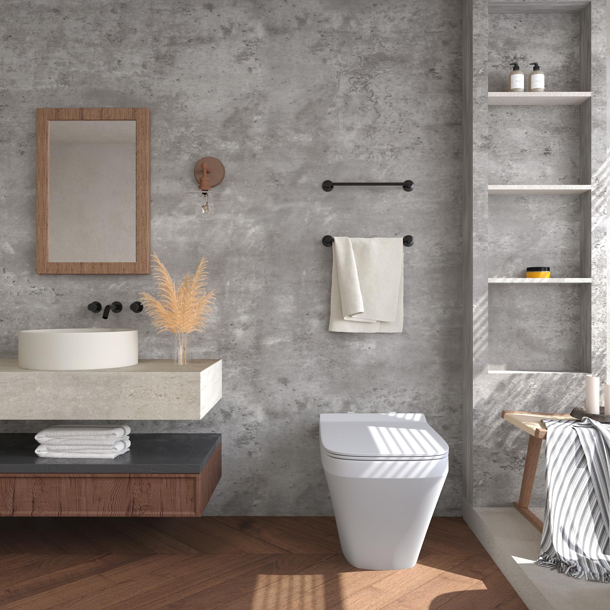 3yecao peel-stick concrete wallpaper shows quick DIY updates.