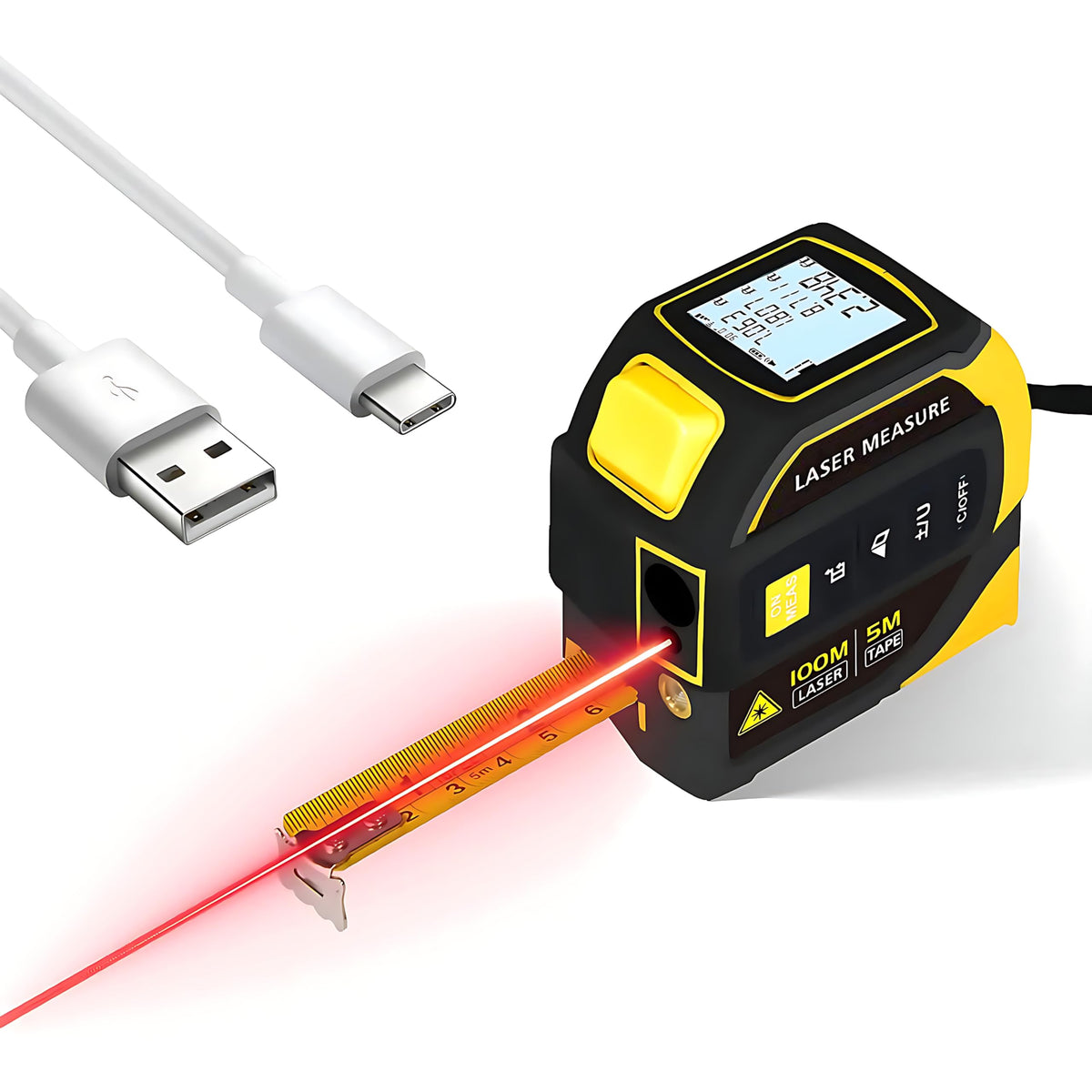 4-in-1 Digital Laser Tape Measure front view for fast, precise measurements.