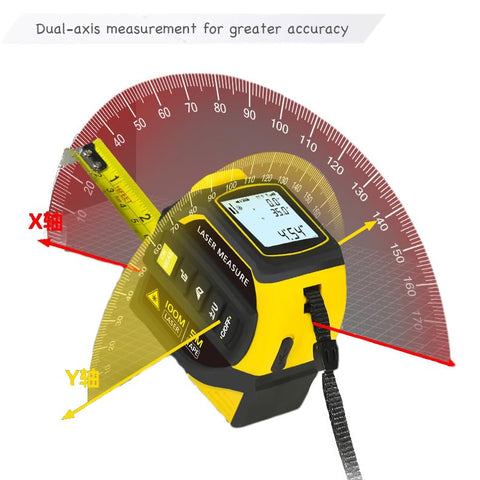 4-in-1 Digital Laser Tape Measure IP54 protection against dust and water exposure.
