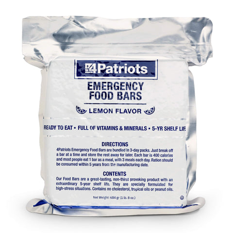 4Patriots emergency food bars nine-pack, portable and ready for emergencies.