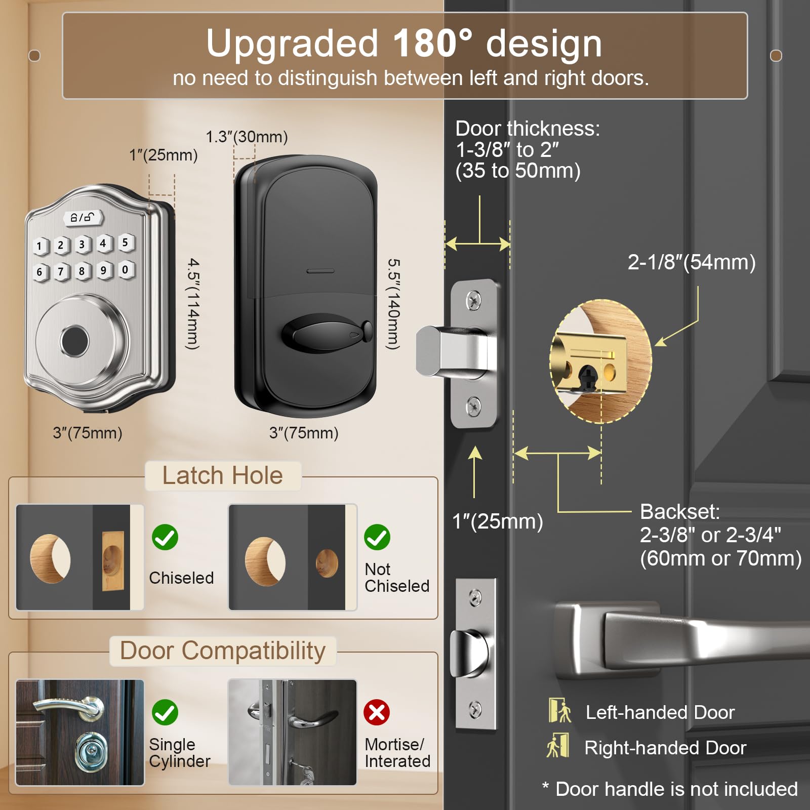 52HZ easy installation setup suits left or right-handed doors.