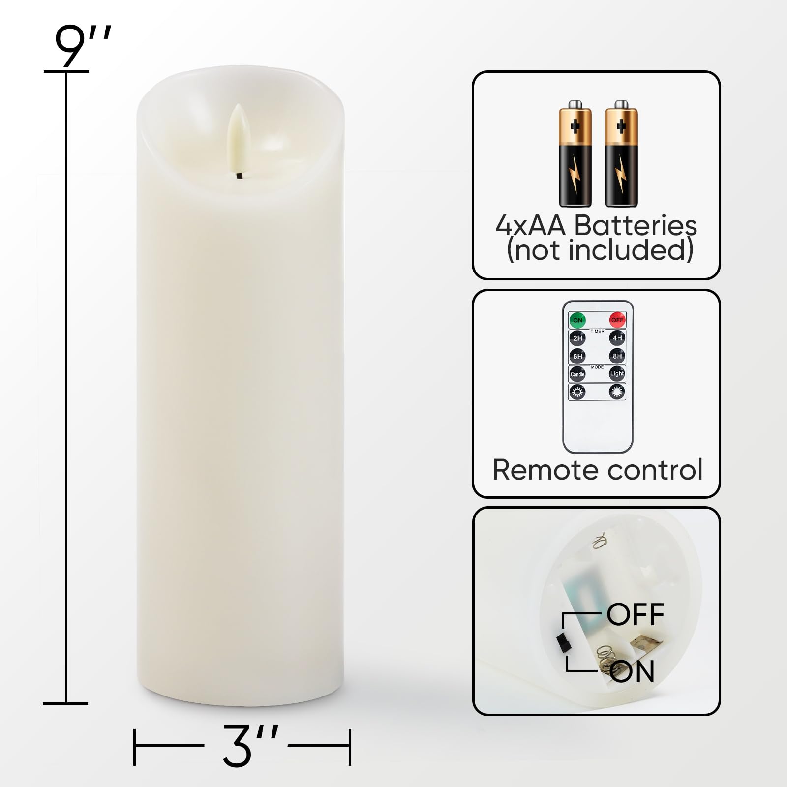 5plots packaging includes two ivory candles and remotes