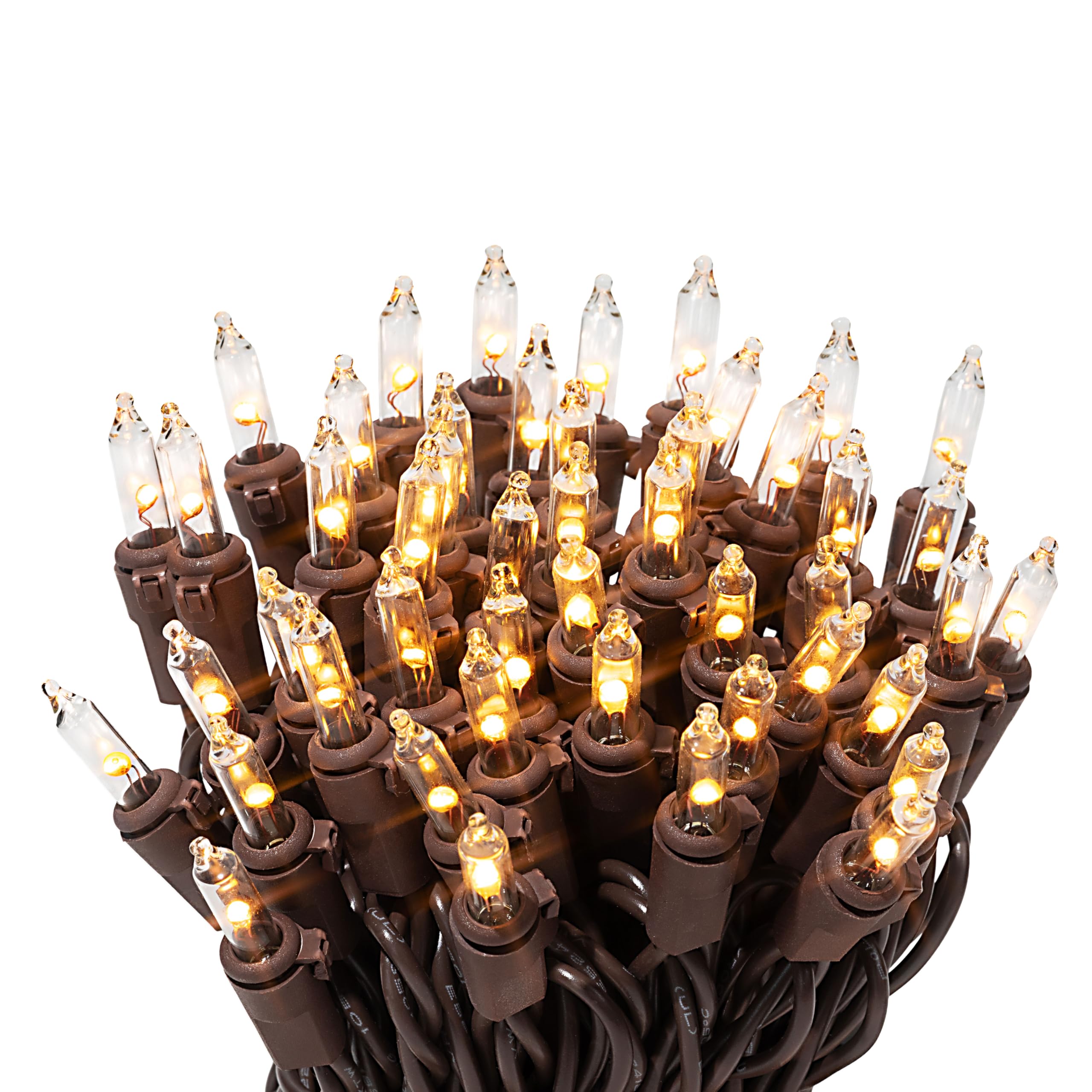 612 Vermont 100 clear LED lights on brown wire for versatile indoor or outdoor decor