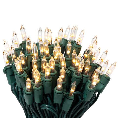 612 Vermont 100 LED warm white clear twinkle lights on green wire ideal for indoor and outdoor décor.