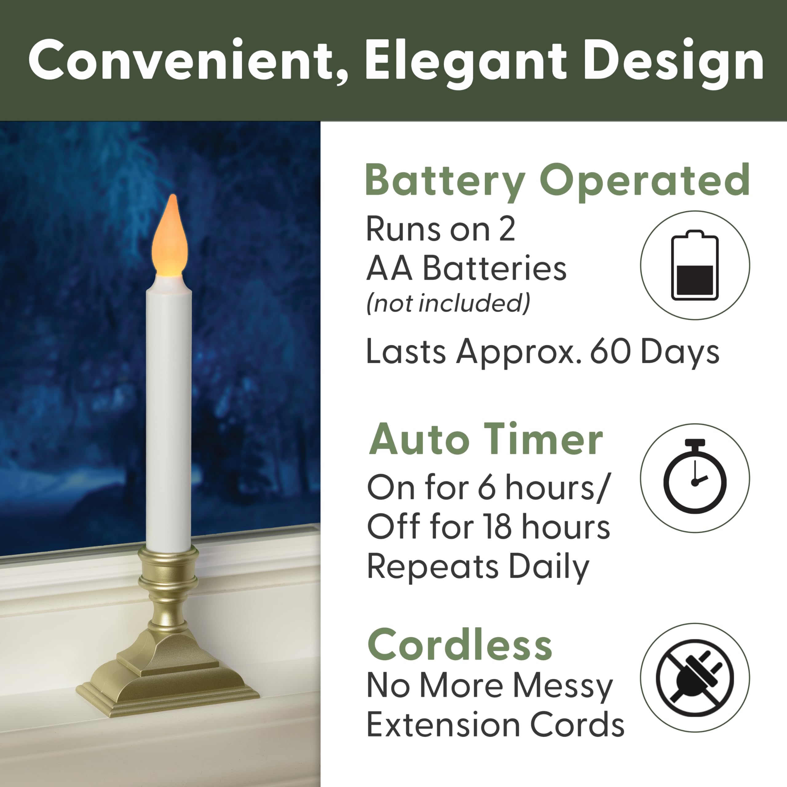 612 Vermont 9.75-inch candles fit small sills for decorative elevation