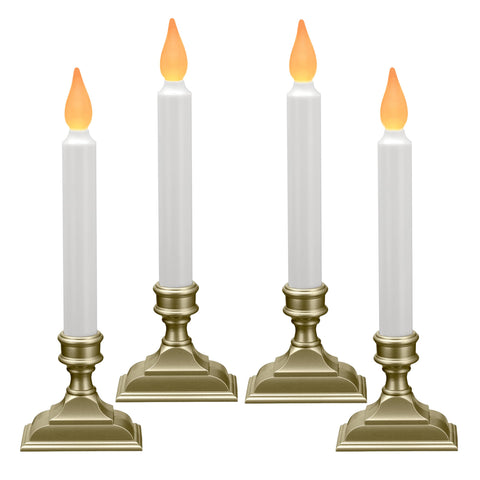 612 Vermont battery-operated LED window candles with flickering amber flame create warm ambience