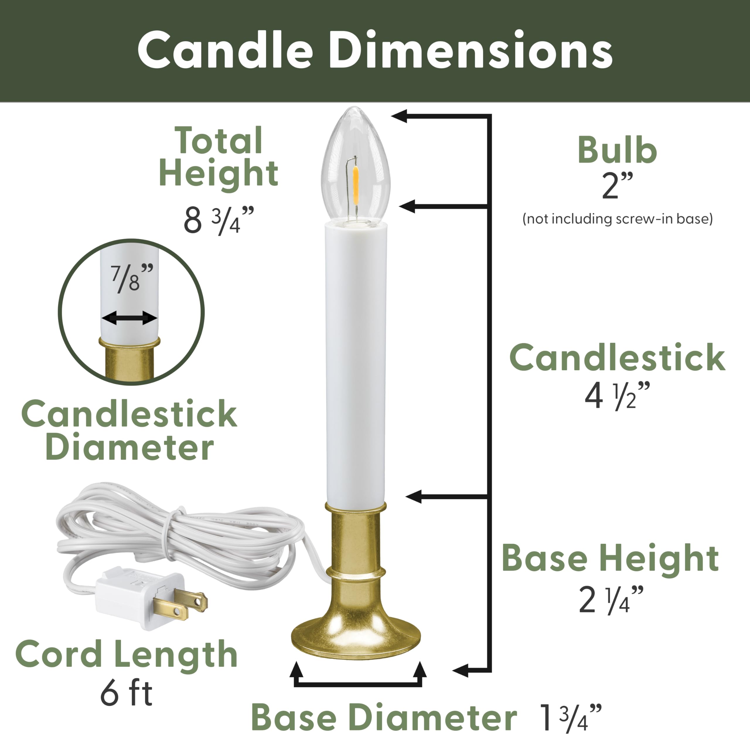 Six-foot lead cord enables flexible placement on windows or sills.