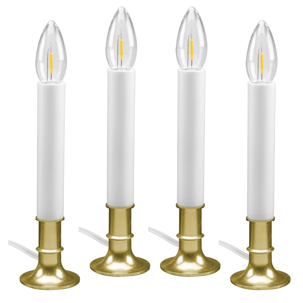 612 Vermont window candles in brass with shatterproof bulbs for safe, bright display.