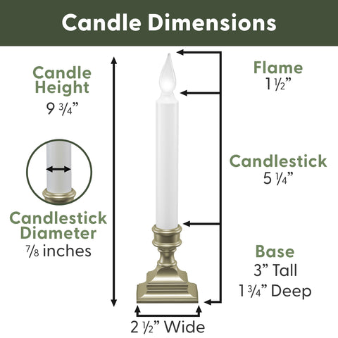 612 Vermont window candle with internal weight prevents tipping on sill.
