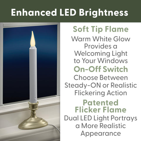 612 Vermont LED window candle warm flicker flame creates cozy evenings.