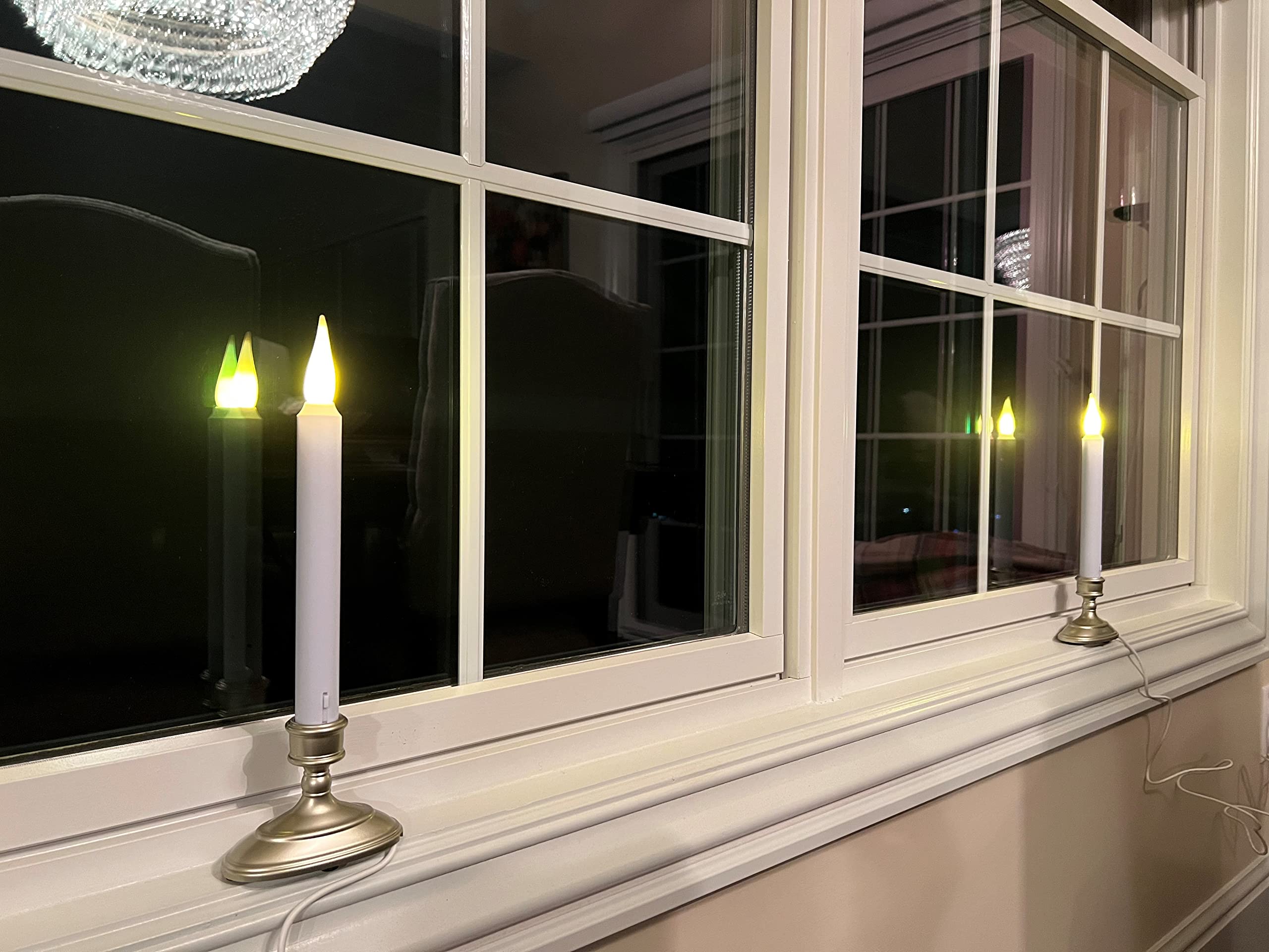 612 Vermont LED window candle weighted base prevents tipping on windowsills.