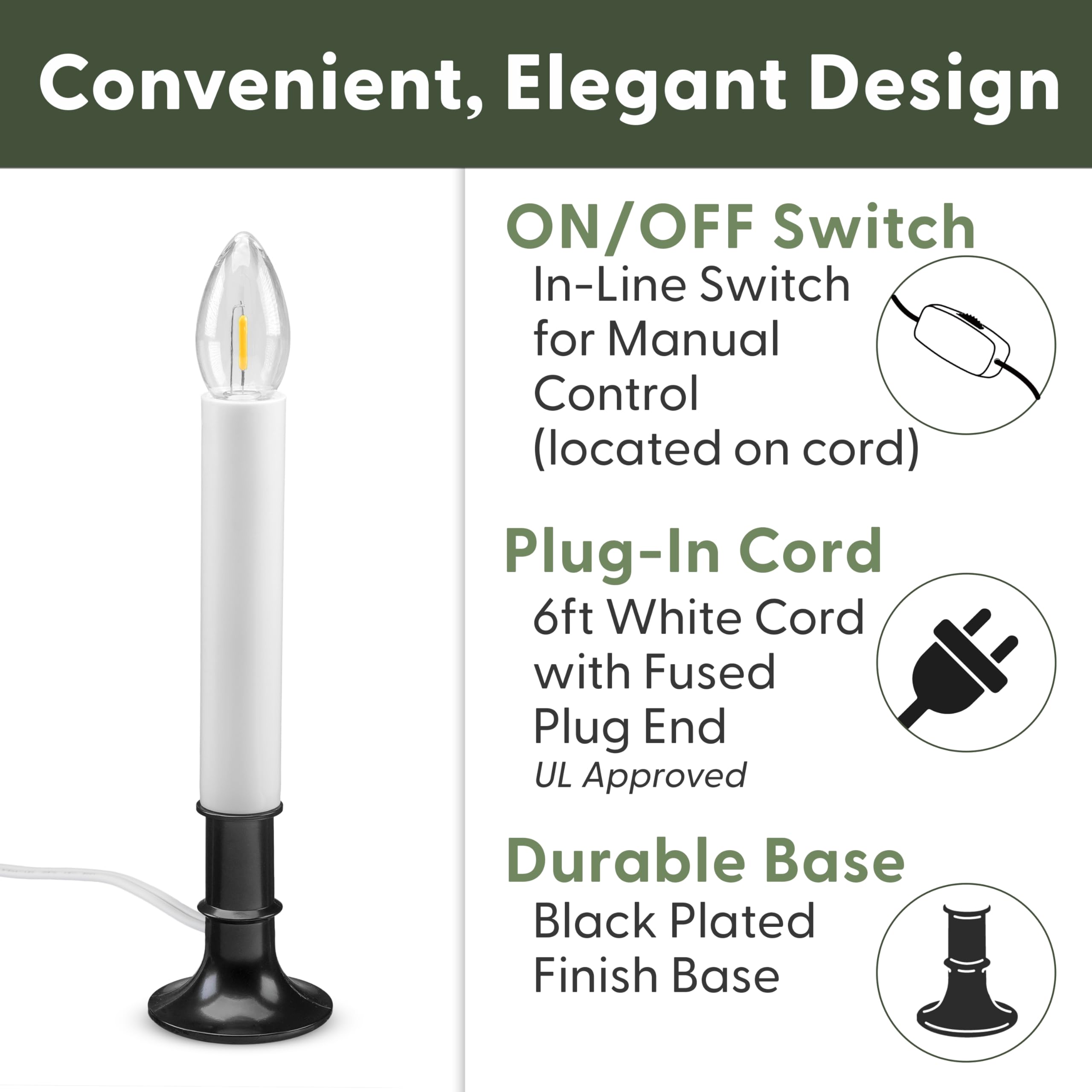 Shatterproof bulbs ensure lasting performance in indoor window displays.