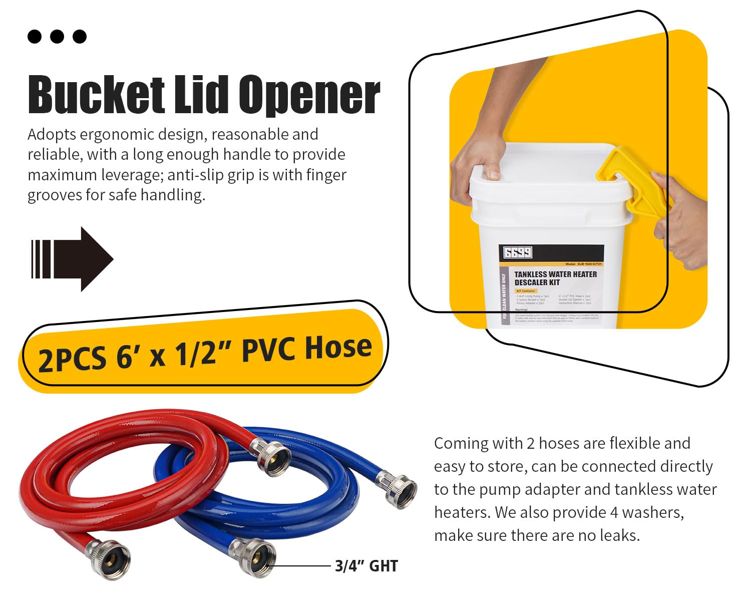 6699 3-gallon bucket with lid opener simplifies handling