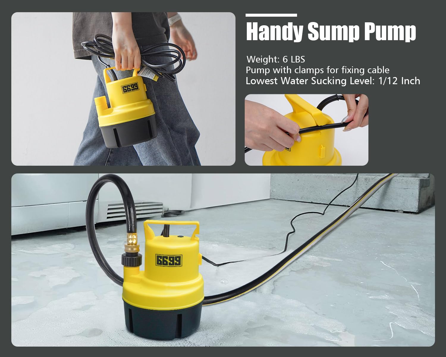 6699 pump includes a 1-inch discharge hose adapter for flexible connections