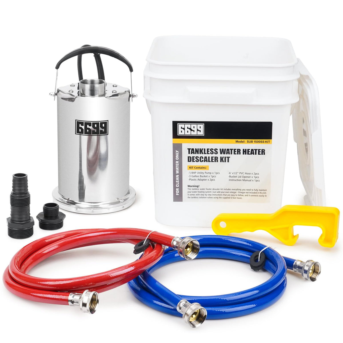 6699 tankless flushing kit with pump and hoses for easy tankless heater maintenance.