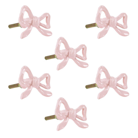 6 Funpop pink bow drawer knob front view for chic cabinet upgrade