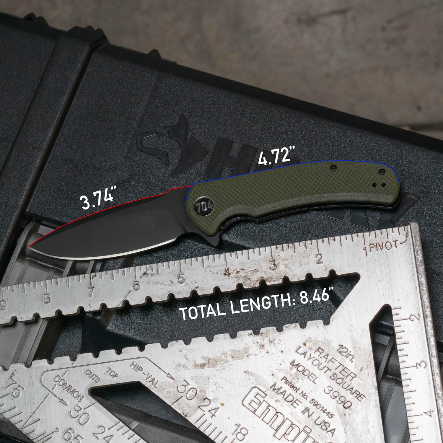 704 Gear Urban Ranger textured G10 handle for secure grip and comfort.