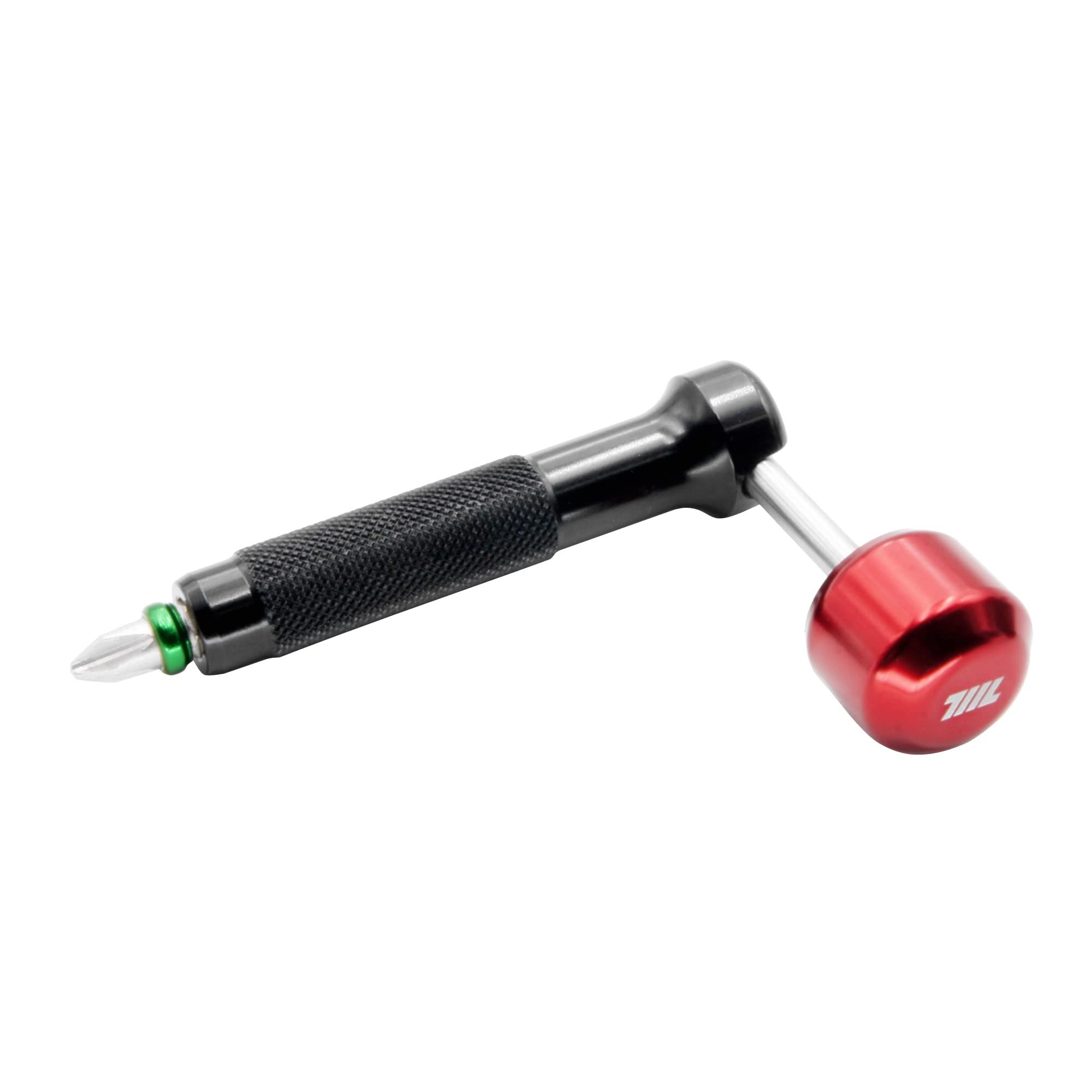 711L Lollipop Bit Driver front view in stainless steel red, compact grip for quick screws