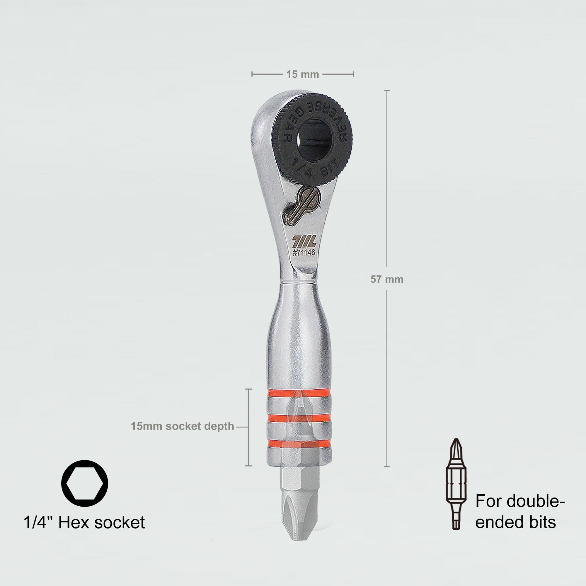 711L mini ratchet wrench duo, double-ended bit compatibility for versatile tasks.