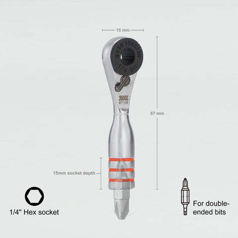 711L mini ratchet wrench duo, double-ended bit compatibility for versatile tasks.
