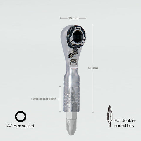 Close-up of 15mm socket depth on 711L TG for flexible bit compatibility