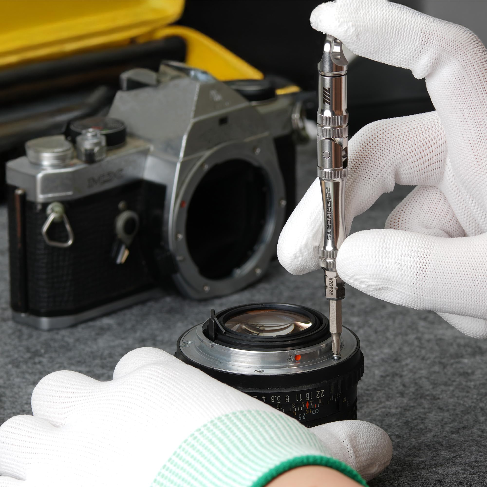 Ergonomic L-handle offers leverage for tough fasteners.