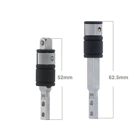 Close-up of the slide mechanism for fast switching between sockets and hex bits