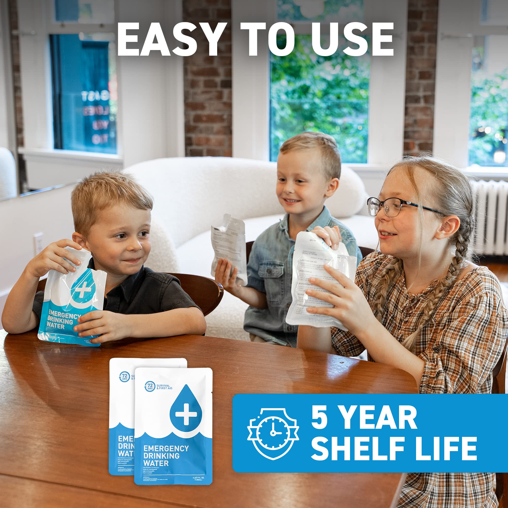 Backpack-ready 72 HRS water pouches for portable hydration on outdoor trips.