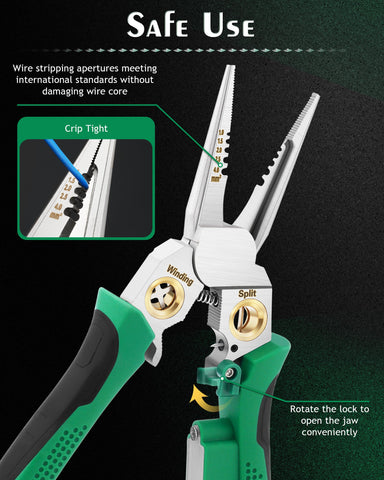 8 In 1 Wire Strippers opens jackets and separates 2×1.5 mm² wiring