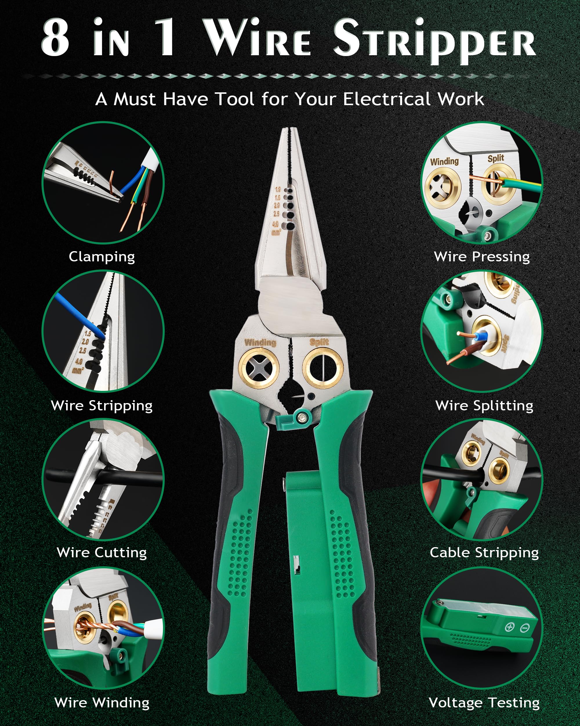 8 In 1 Wire Strippers plier and crimper for reliable connections