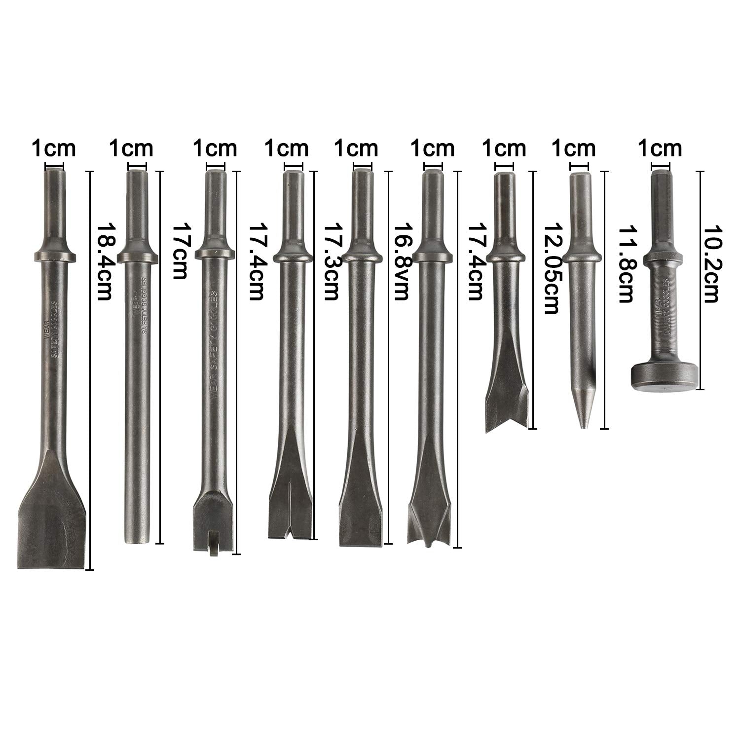 8MILELAKE nine-piece air hammer chisels versatile for masonry work