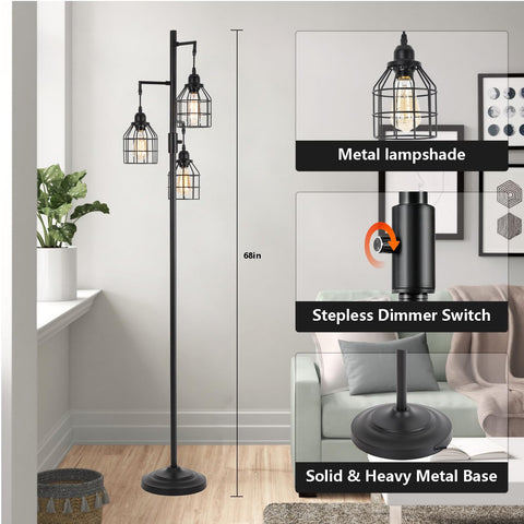 9MMML Floor Lamp cage-branch design adds industrial farmhouse style to any room.