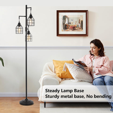 9MMML Floor Lamp farmhouse-industrial-style complements living room decor.