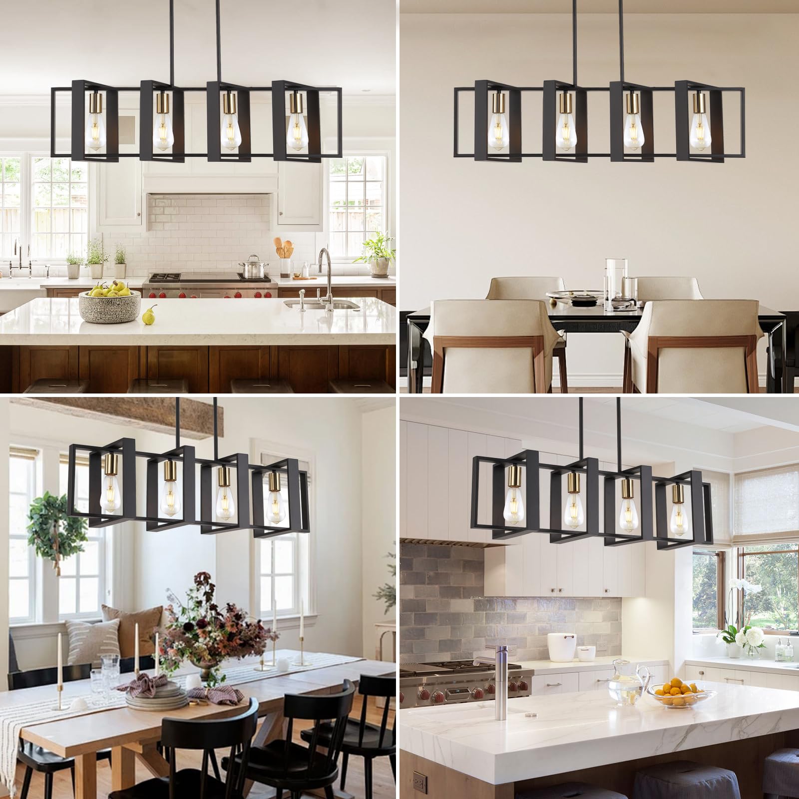 9MMML 35.4-inch length kitchen island light over a spacious counter.