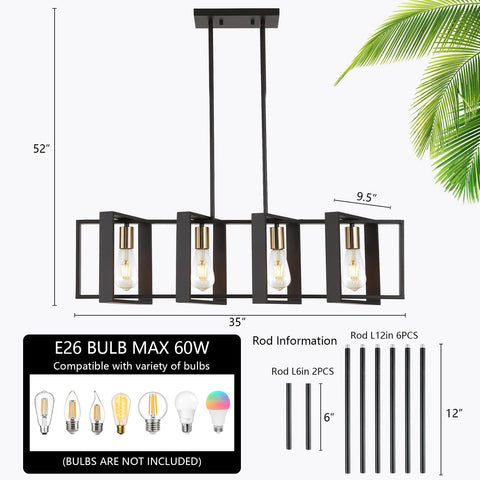 9MMML adjustable-height fixture ideal for ceiling heights and dining areas.