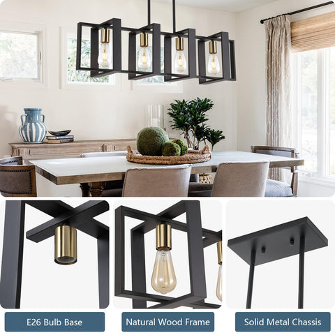 9MMML open-cage kitchen island light design with four E26 sockets.