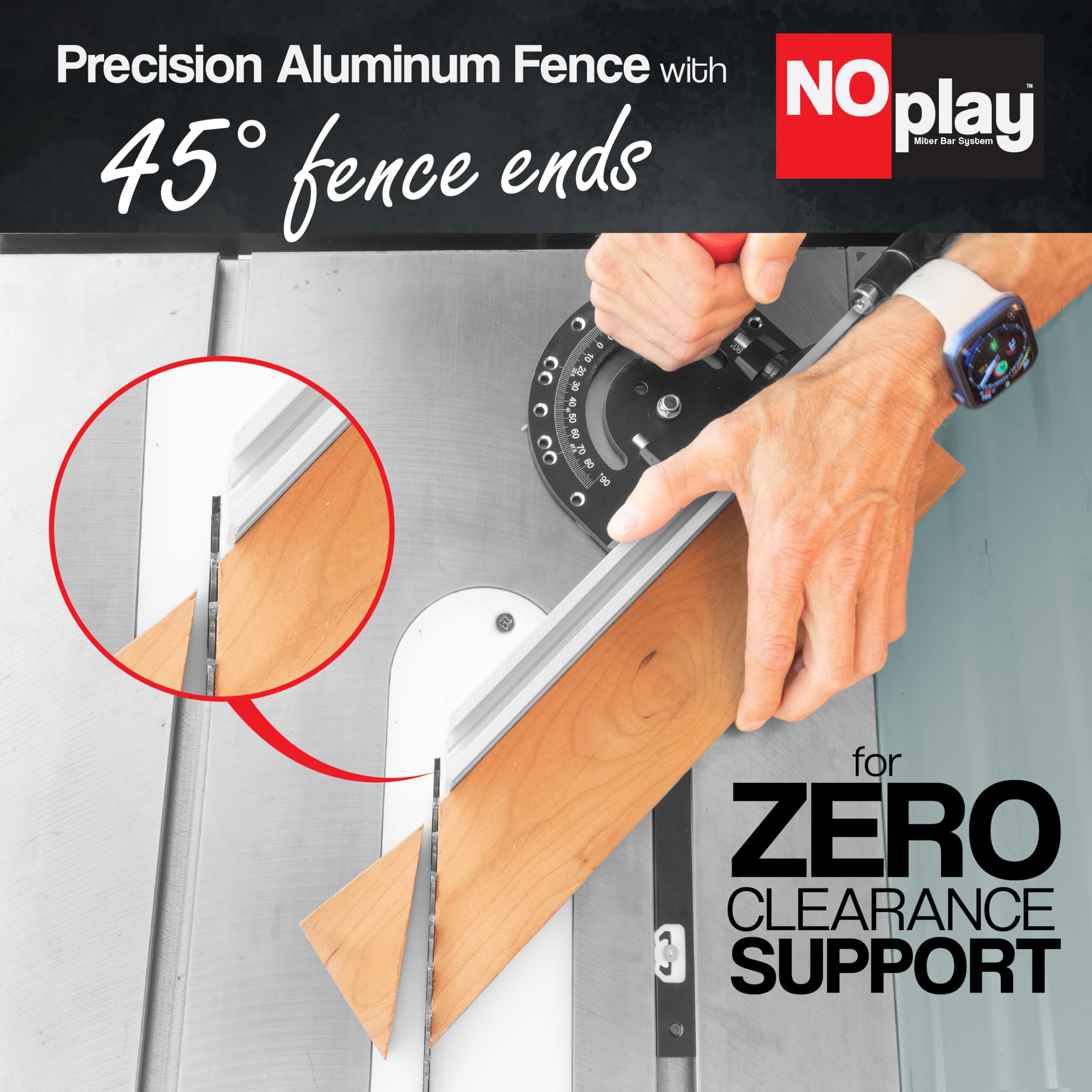 Fulton miter gauge compatible with standard slots for secure alignment